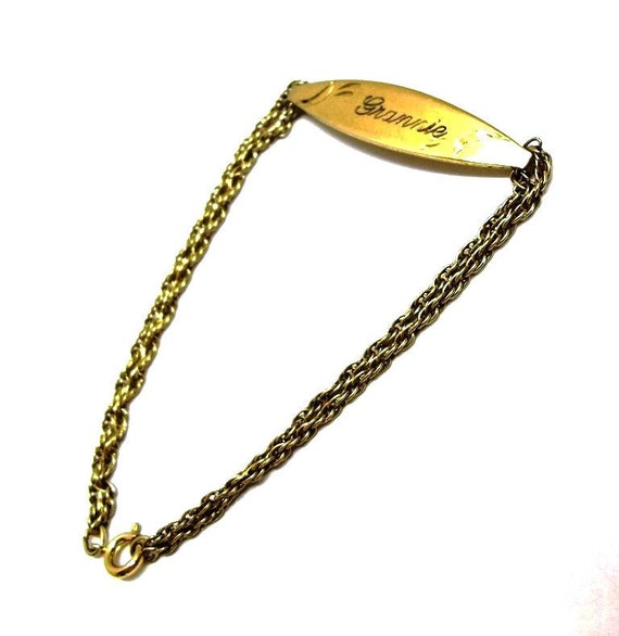 Vintage Gold Speidel ID Bracelet Engraved Grannie by donDiLights