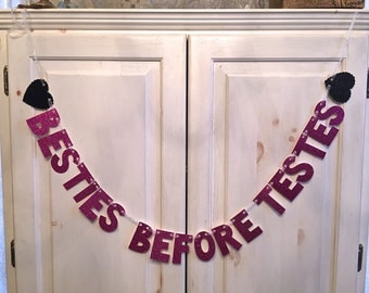 Besties Before Testes Banner - Anti-Valentines Day Banner / Photo Prop