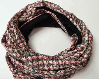 SALE Infinity scarf 'Waves' in B&W
