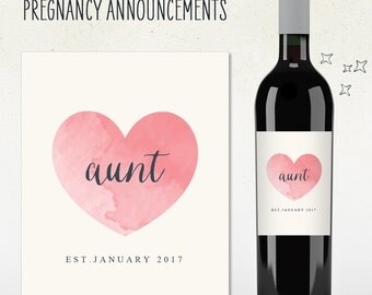 Pregnancy Announcement - AUNT - Custom Wine Label