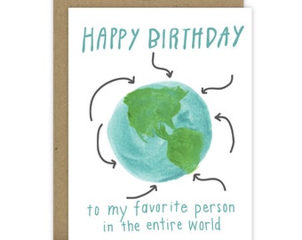 Happy Birthday Card, Best Friend Birthday Card, BFF Birthday Card, Birthday Card for Friend, Favorite Person, Best in the world, b-day world