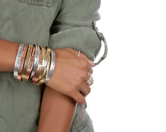 Hand Stamped Jewelry - Mantra Bracelet - Handstamped Jewelry - Custom Bracelet - Personalize Engraved Cuff - Expressions Bracelets Mantras