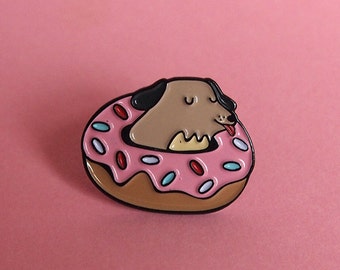 Donut dog lapel pin - Dog pin - Enamel pin - dog lapel pin - Enamel dog pin - I like cats - Donut pin - dogs - donuts - enamel donut pin