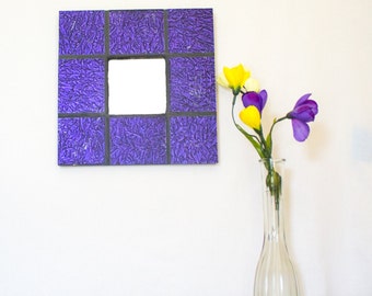 Purple Wall Mirror, Stained Glass Mosaic Mirror, Unique Wall Decor, Decorative Accents, Modern Room Accessories, Cool Home Decor