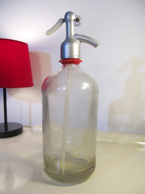 Download Vintage Seltzer Bottle Clear Glass Soda Siphon Bottle Yellowimages Mockups