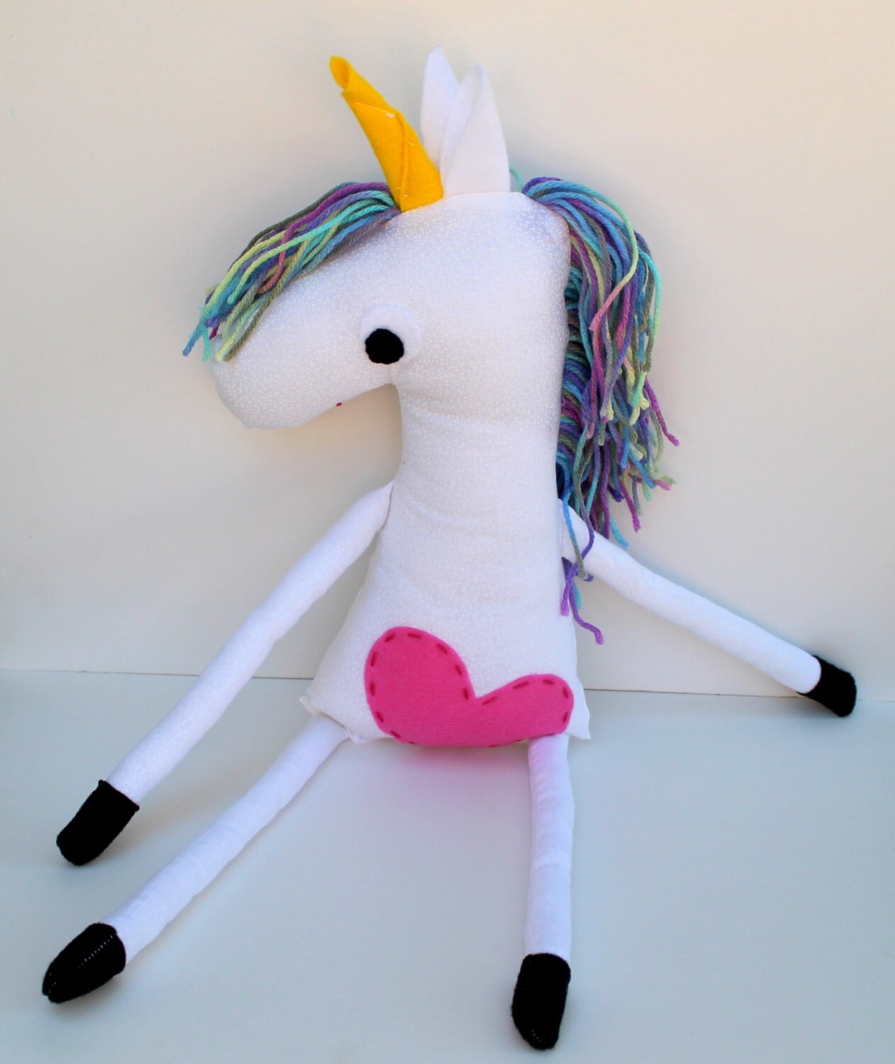 Big Unicorn Stuffed Animal Plush with Magical Yarn Rainbow