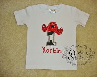 Baby and Toddler Boys Embroidered Personalized Monogrammed with Name Cowboy Hat birthday number Applique Short or Long Sleeve shirt