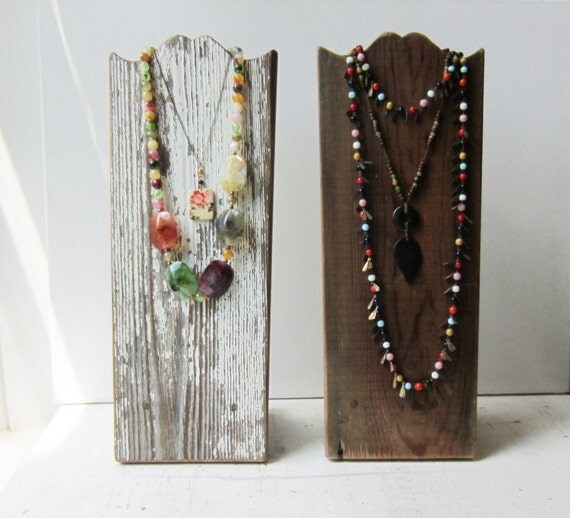 One Rustic Necklace Display Brown Barn Wood OR Chippy