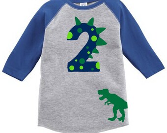 Custom Dinosaur Toddler Birthday Number Shirt with Name on Back Birthday Shirt Age First Birthday Second Birthday