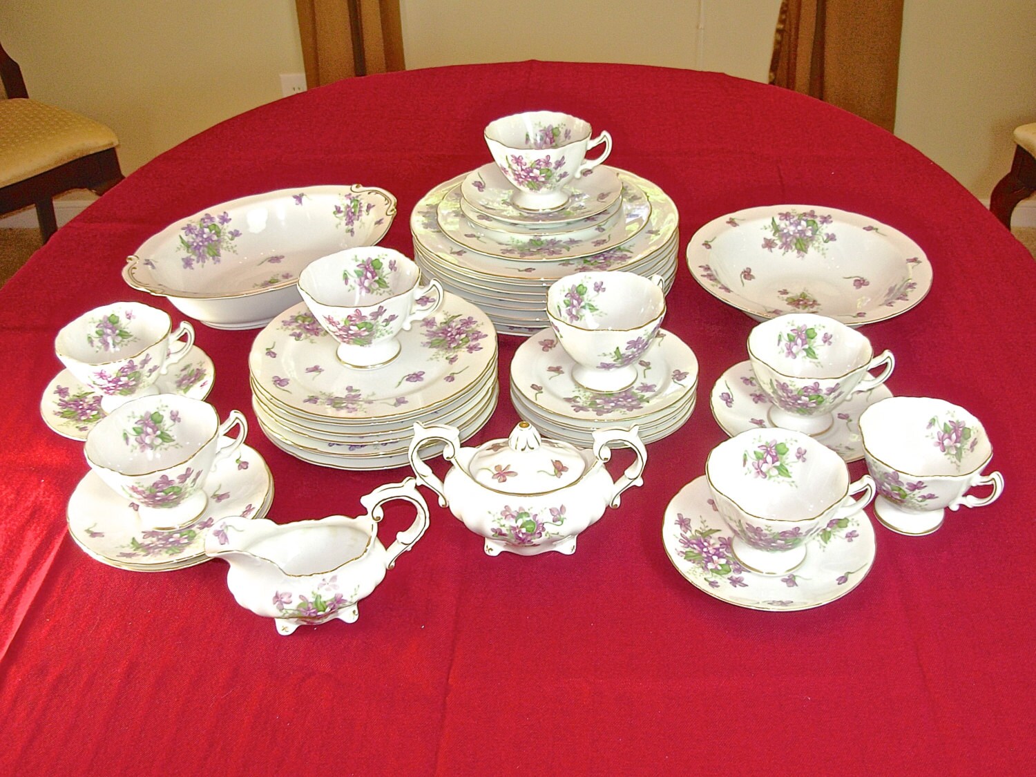 Vintage ROSETTI SPRING VIOLETS China Dinnerware Set 44