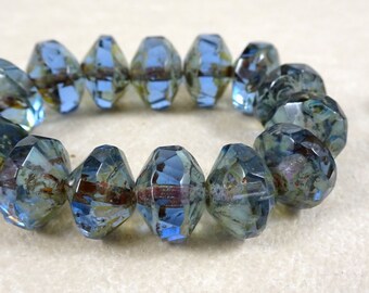 Czech Beads, Czech Glass Beads, Saucer - Denim Sapphire Blue (SAT/N-0449) - 7x11mm - Qty 6