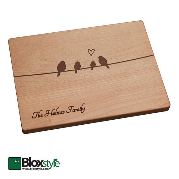 Personalized Cutting Board with Birds on a Wire 11x16 9x12