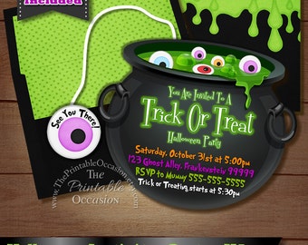 Halloween Party Invitation, Trick or Treating Invitation, Kids Halloween Party Invitation, Printable Invitation, DIY You Print Custom