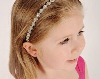 Rhinestone Flower Girl Headpiece - Wedding Headband - Flower Girl Headpiece - Bridesmaid Headband - Prom Headband - Infant Photo Prop