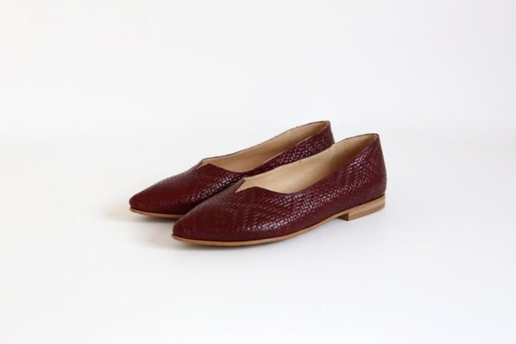 burgundy pointed toe flats