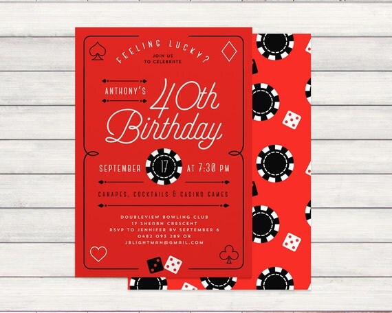 casino themed birthday party invitations