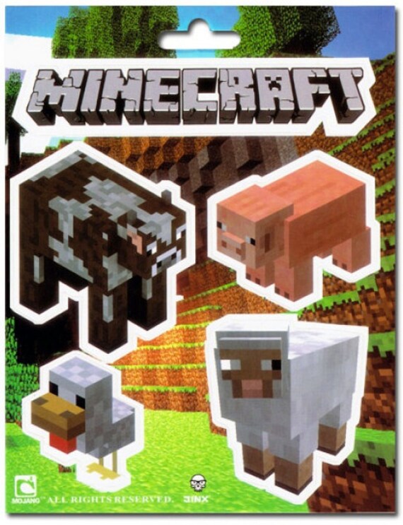 Farm Animals Minecraft Sticker Sheet kids by ModernVintageLLC