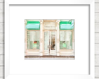 Tiffany & Co in Soho: Tiffany Storefront, Tiffany and Co Art Print, Mint Blue Bedroom Bathroom Wall Art, Fashion Blog, Bridesmaids Gift