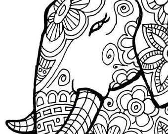 flowers sugar download Pages: 3 Elephants Coloring Instant LittleShopTreasures Adult by