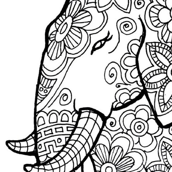 Elephant Coloring Page to Print and Color by