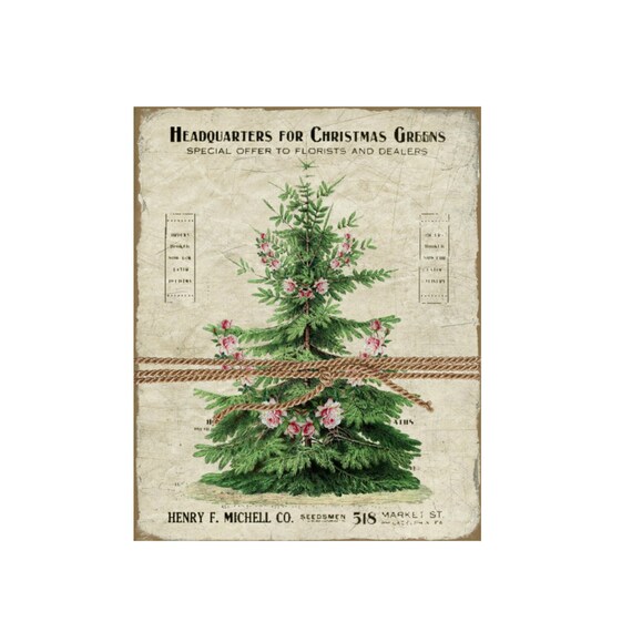 Vintage Christmas Botanical Christmas by FrenchPaperMoon on Etsy