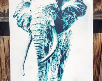 Wisdom - Elephant Street Art Canvas Painting; elephants, dumbo, asian elephant, african elephant, spray paint, stencils by mowgliart