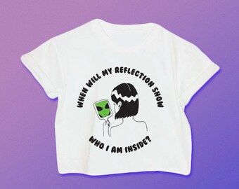 When Will My Reflection Show Who I am Inside Alien Shirt // Alien Shirt // 90s Grunge // Space Babe // Alien // Alien Crop Top