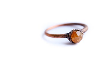 Raw garnet ring | Orange Garnet ring | Electroformed Garnet ring | Raw Gemstone ring | Spessartine Garnet | Raw mineral ring