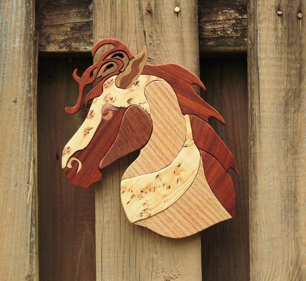 Natural Wooden Horse Wall Art