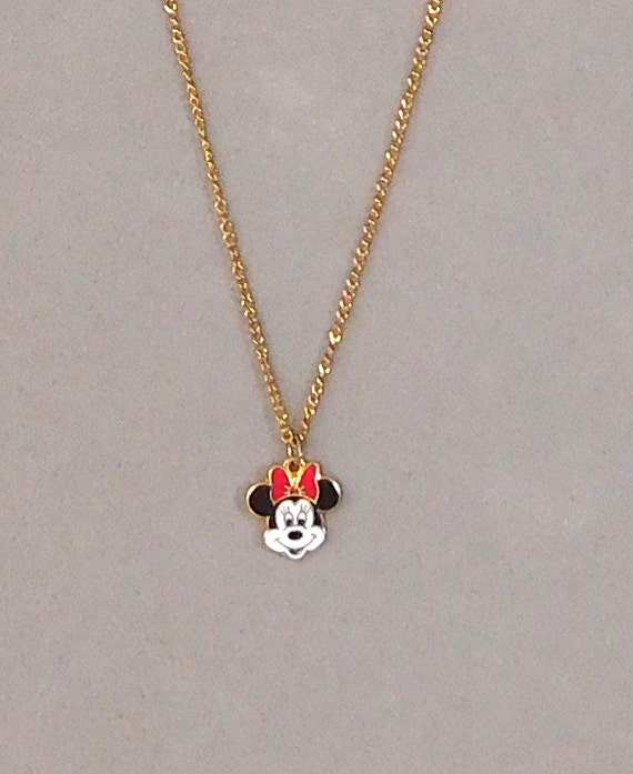 Minnie Mouse Gold Tone Necklace Disney Collectible Vintage