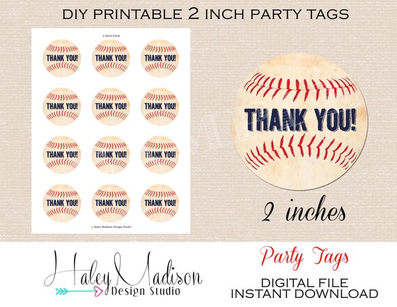 Baseball Thank you tags favor tags INSTANT DOWNLOAD