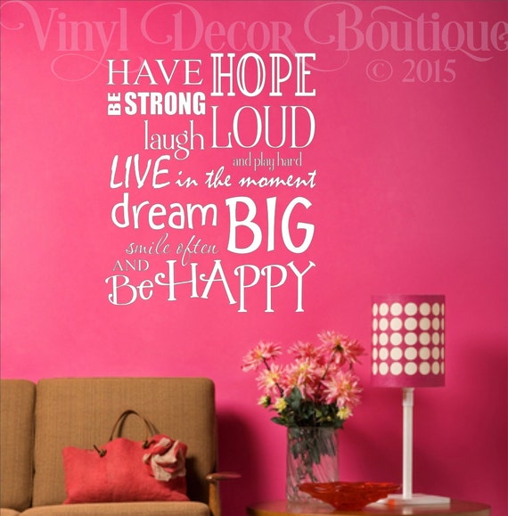 Have Hope Be Happy Wall Art Wall Decal Vinyl Decal Vinyl