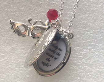 Phantom of the Opera Necklace, Quote Locket, Broadway Musical, Gift for Her