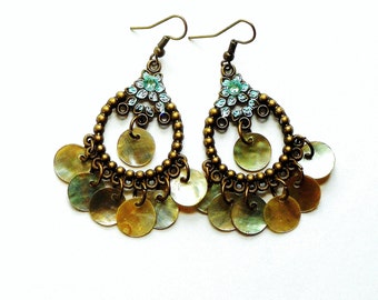 Boho Chandelier Earrings Hand Painted Colorful Bohemian Indian Jewelry FREE SHIPPING