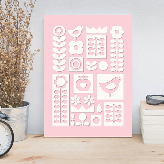  Scandinavian design Kitchen art print Nursery wall art Folk