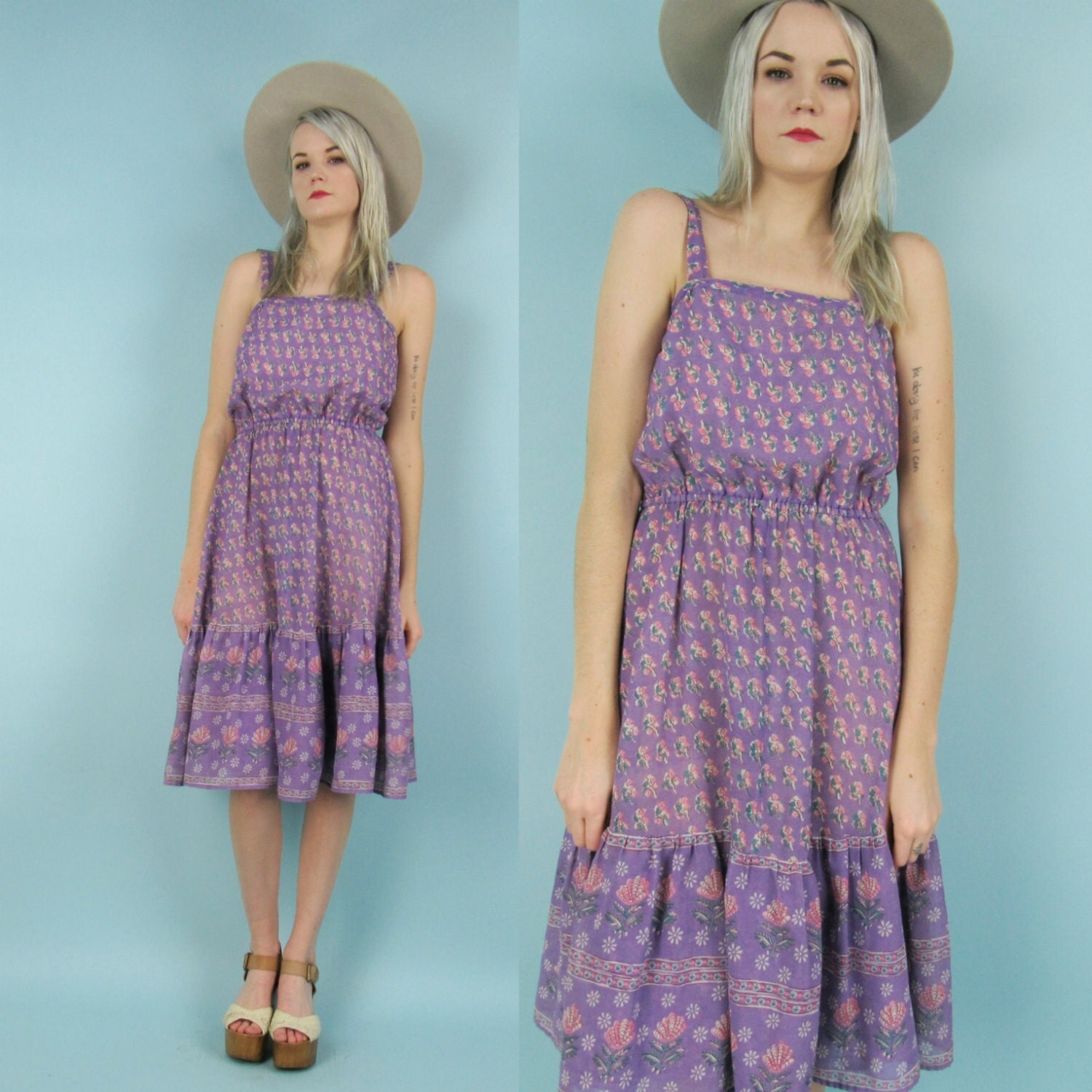 70s Cotton Gauze Floral Summer Dress