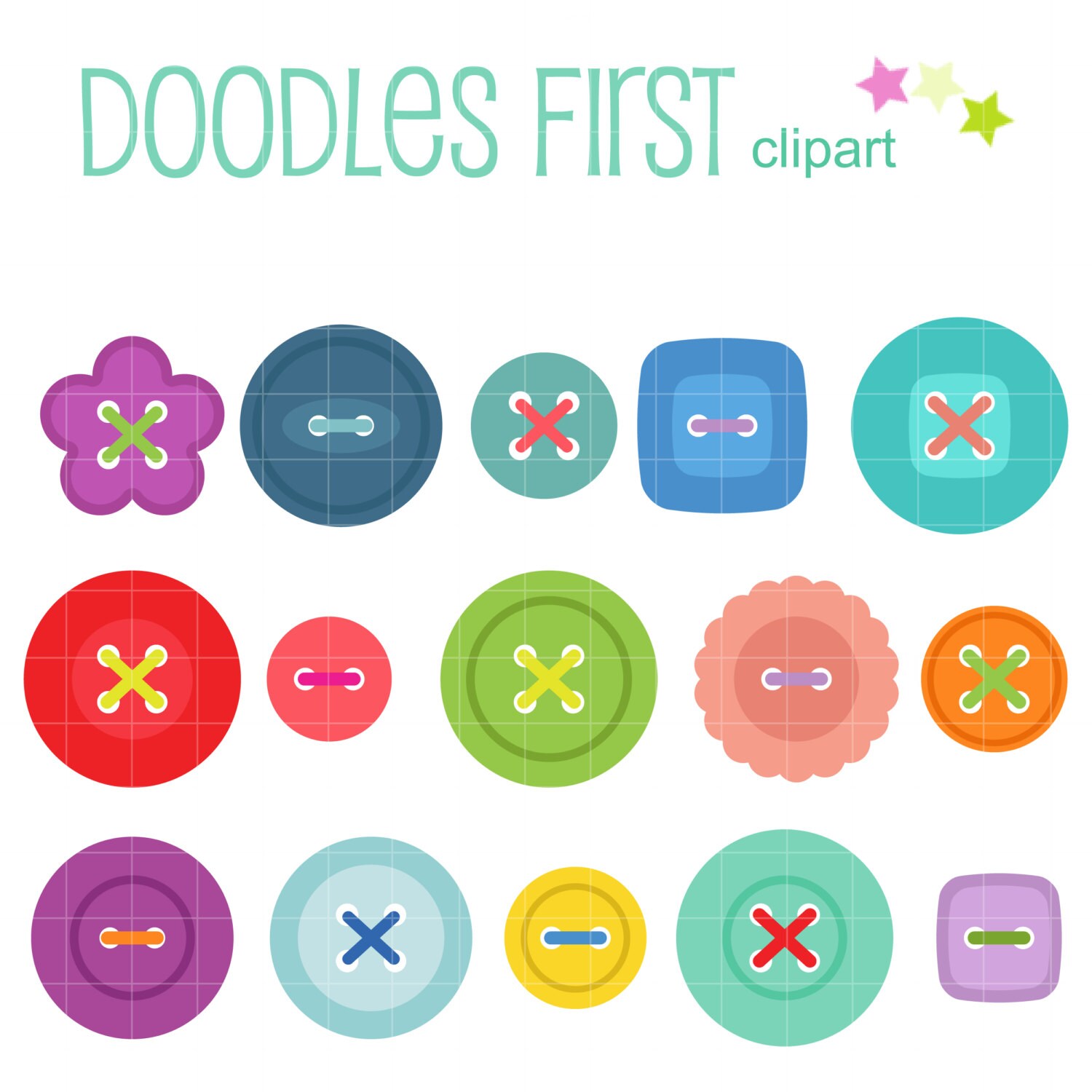 Cutesy Buttons Digital Clip Art for Scrapbooking Card Making