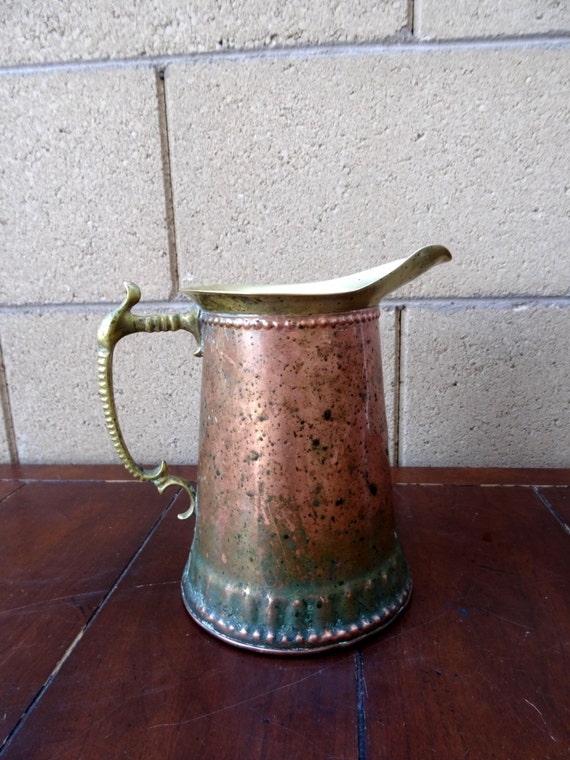 Antique Copper Pitcher Rochester Copper Brass Pitcher with