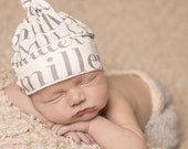 Personalized Baby Name Hat. Organic "Danville" Knotted Baby Beanie. Organic Cotton Beanie. Welcome Home Outfit. Newborn Hat.