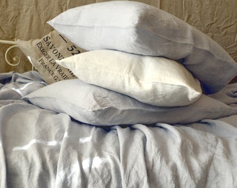 Silver grey stonewashed linen pillow case. Standard and King sizes. Limited edition linen bedding