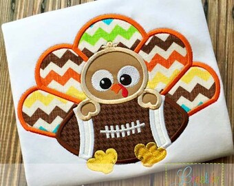 Football Turkey Applique Digital Machine Embroidery Design 4 Sizes