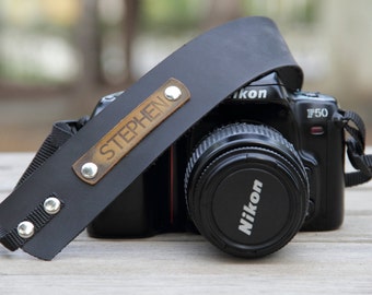 Personalized Leather Camera Strap,Leather Camera Strap,Gift for Photograph Lovers,Black Camera Strap