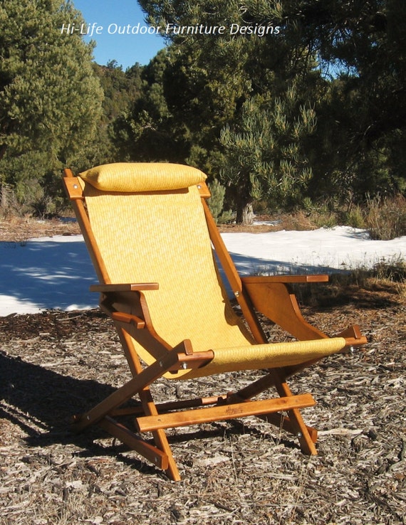 Set of 2 Alder Wood Sling Chairs Yellow Outdoor Fabric Arm