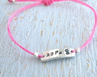 Cancer Bracelet, Breast Cancer Bracelet, Breast Cancer Awareness Bracelet, hope bracelet, Simple Cancer Hope Bracelet, adjustable