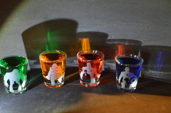 Avengers etched shot glass set of 4 fan art