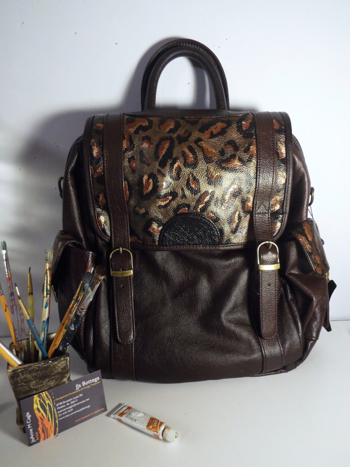 leopard backpack purse