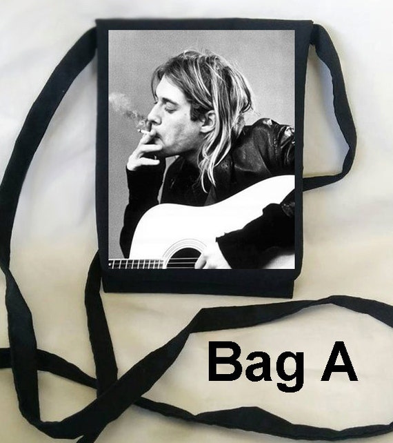 kurt cobain nirvana bag cross bag by cloudygalcreations kurt cobain nirvana bag cross bag by cloudygalcreations