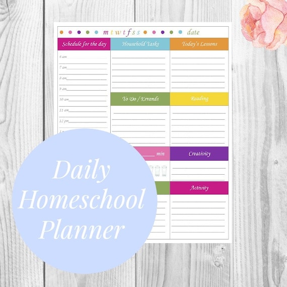 Daily Homeschool Planner Printable PDF School Binder