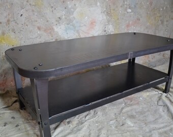 Industrial Coffee Table Natural Steel Finish