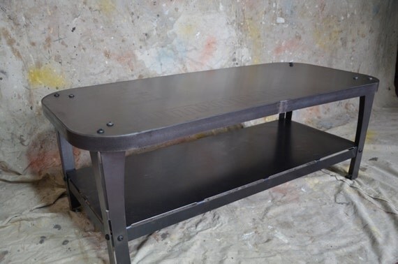 Industrial Coffee Table Natural Steel Finish